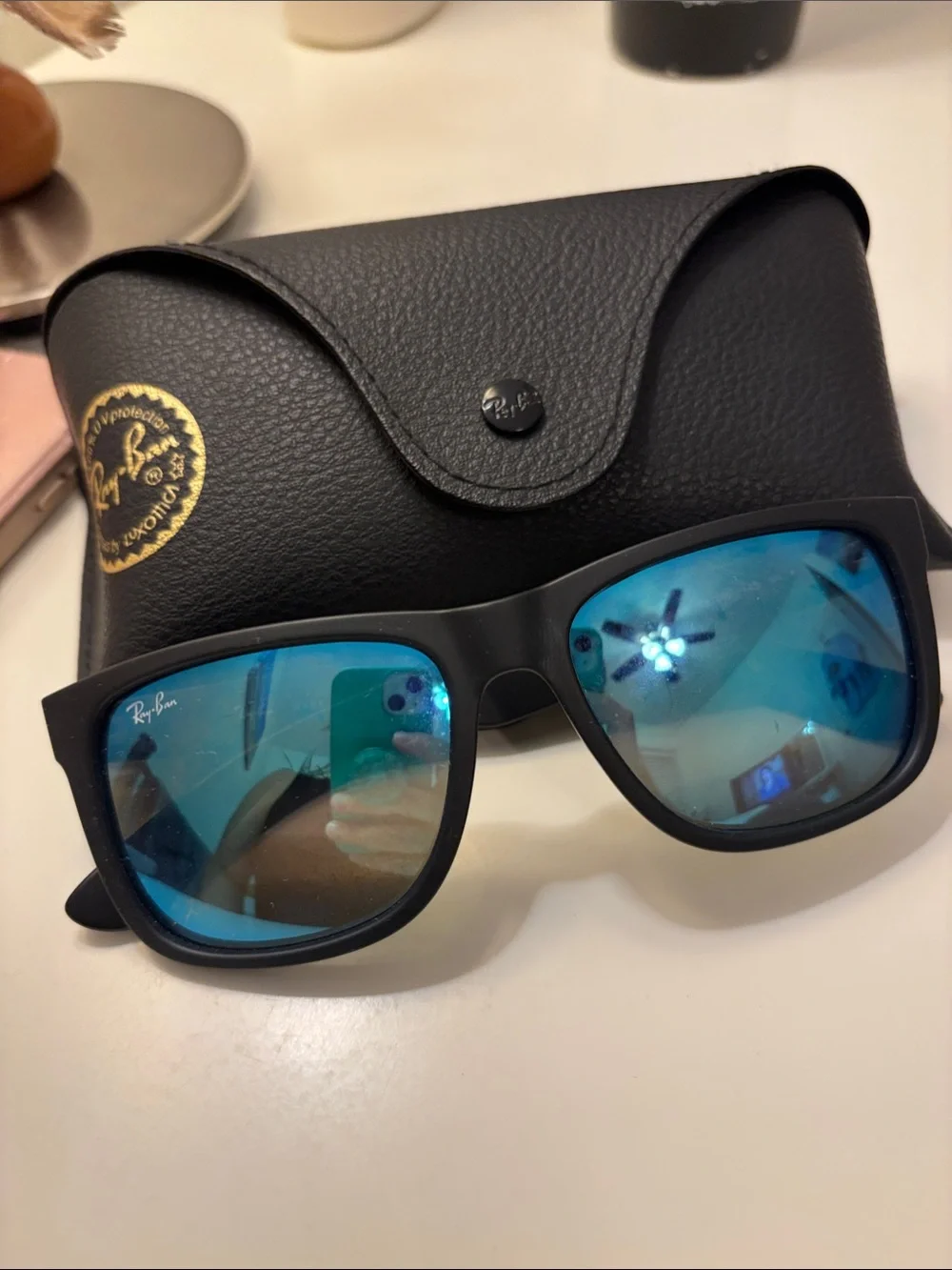 Ray-Ban JUSTIN MATTE Blue Mirror Wayfarer Sunglasses